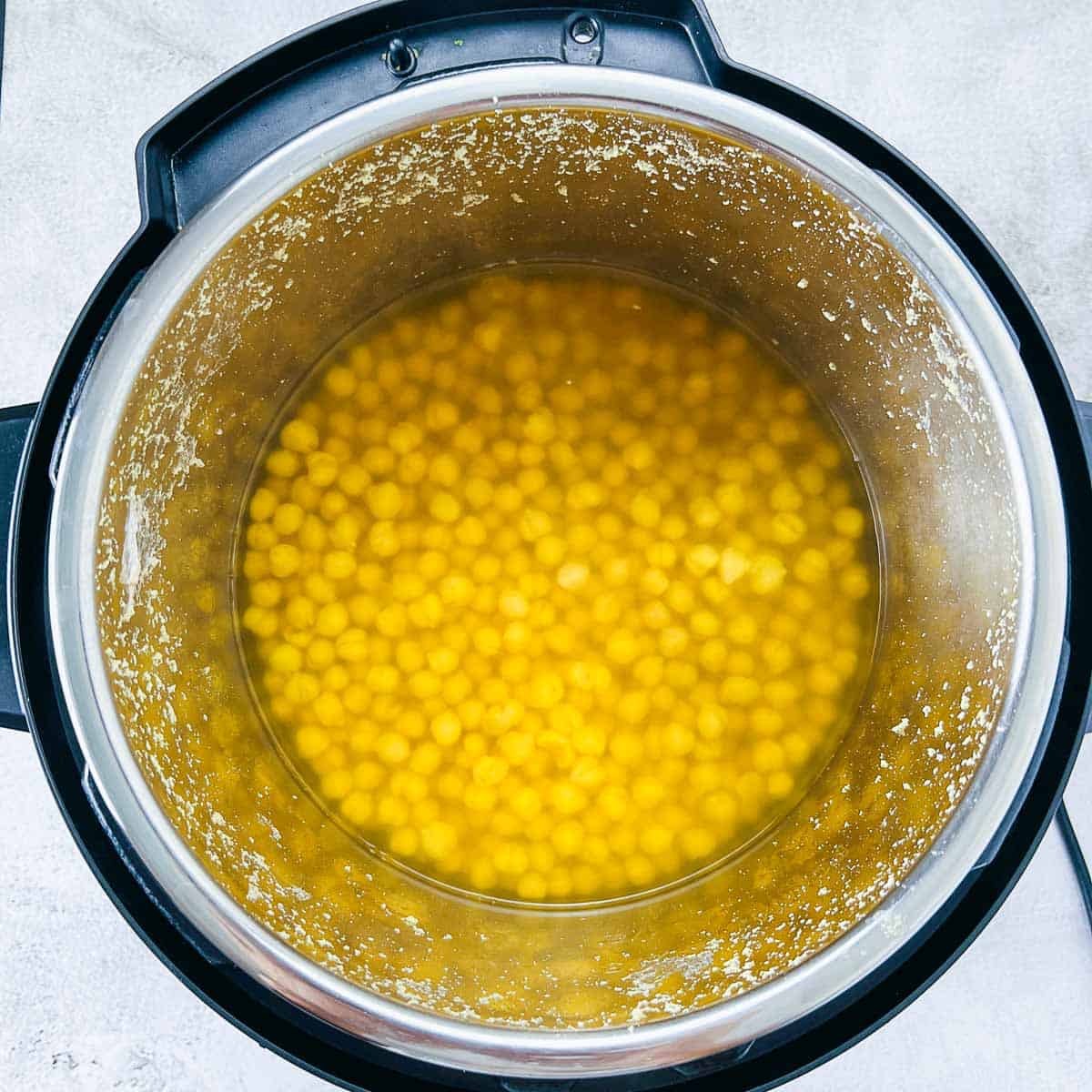 Cooked chickpea in the Instant Pot.