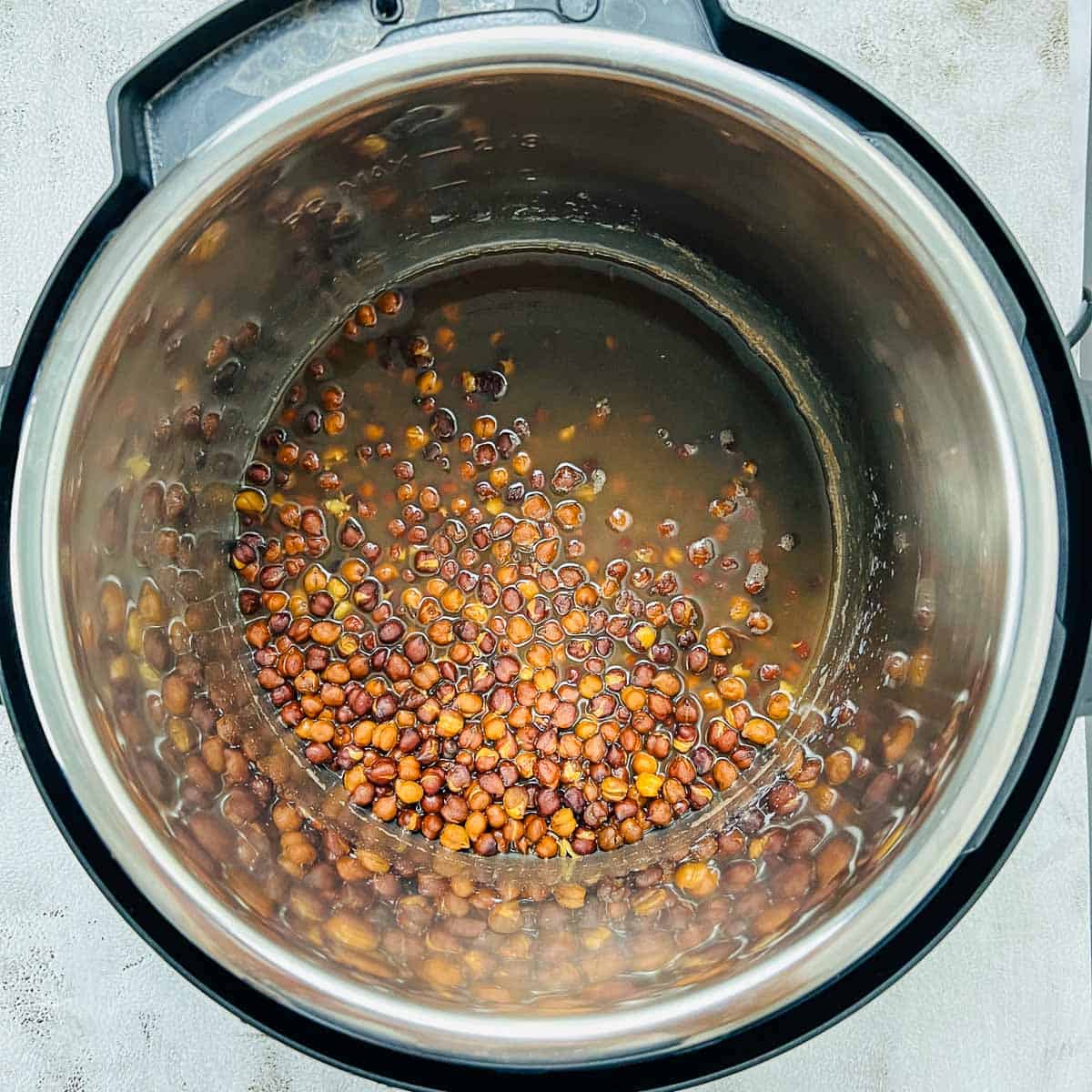 Cooked black chickpeas in Instant Pot.