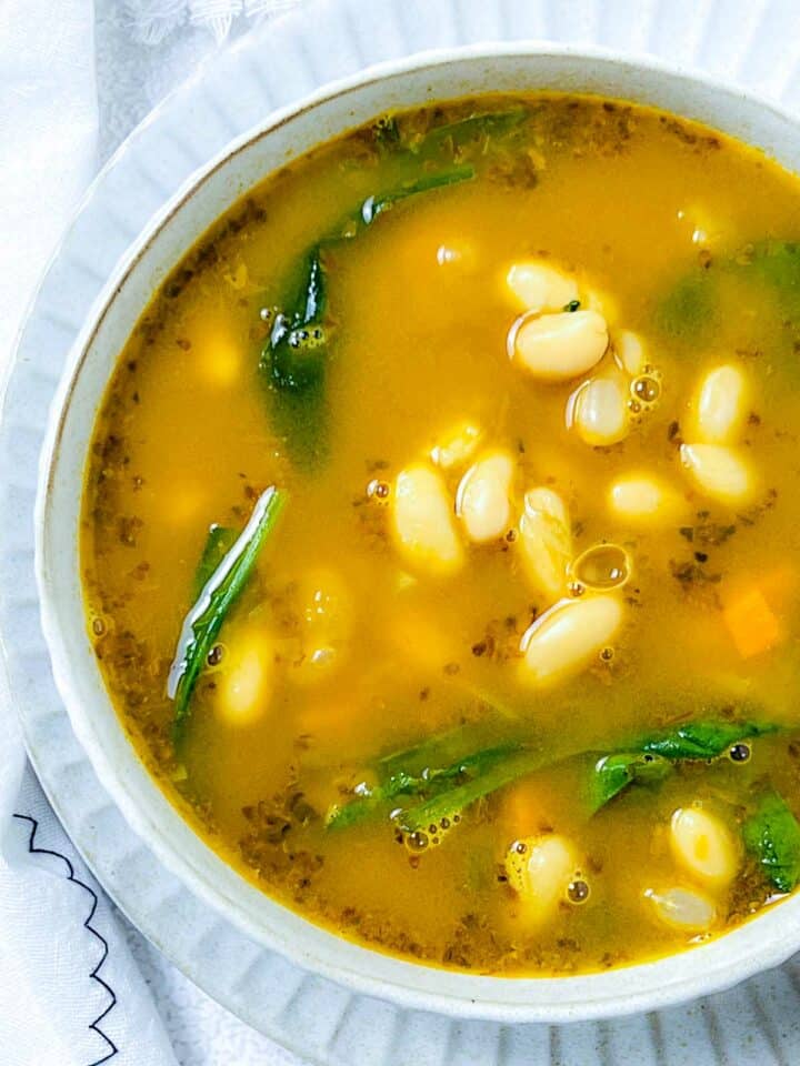 White bean soup with spinach.