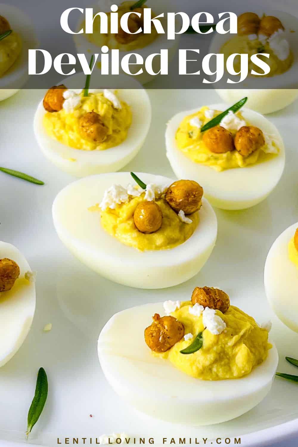 Chickpea deviled eggs Pinterest image.