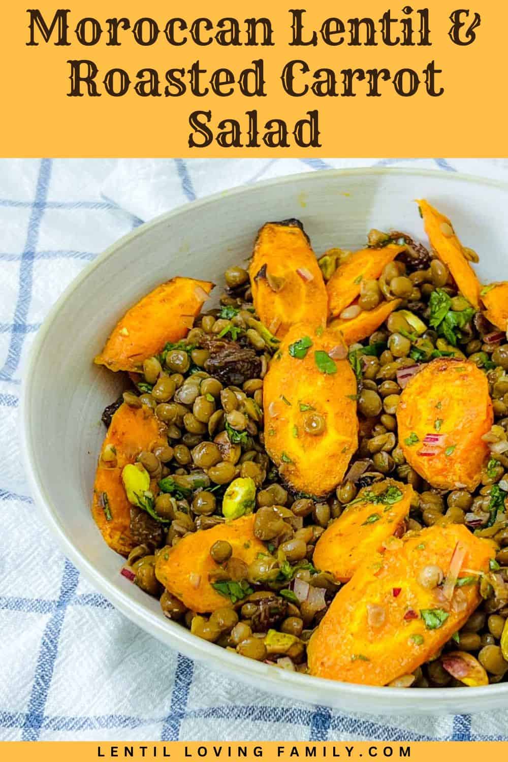 Moroccan lentil carrot salad Pinterest image.