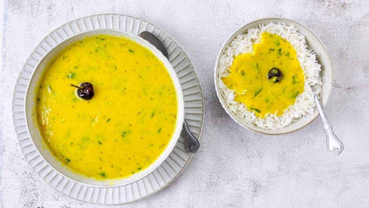 Home-style dal served with rice.