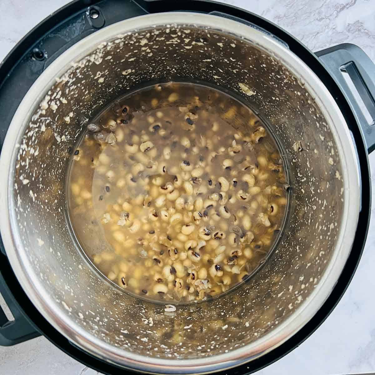 Black-eyed peas in Instant Pot after pressure cooking.