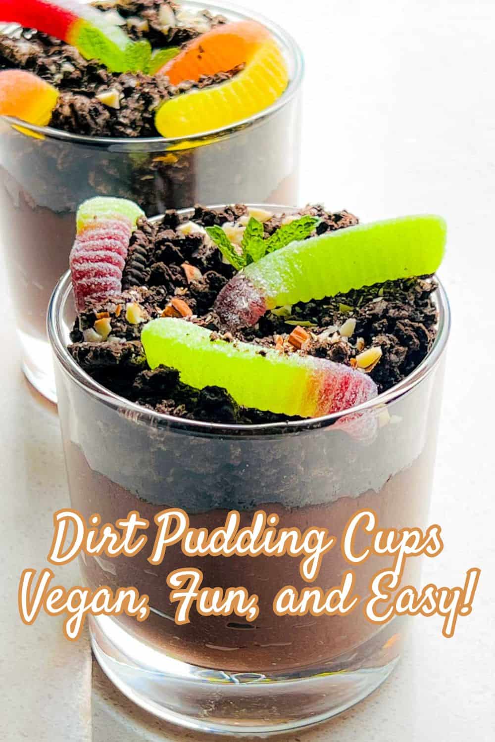 Vegan chocolate dirt pudding Pinterest image.