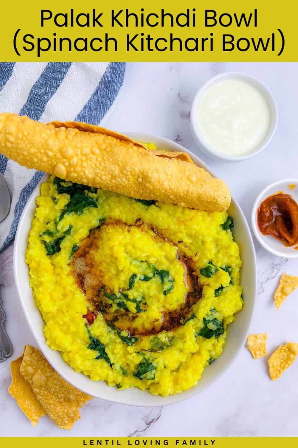 Palak khichdi bowl social media image.