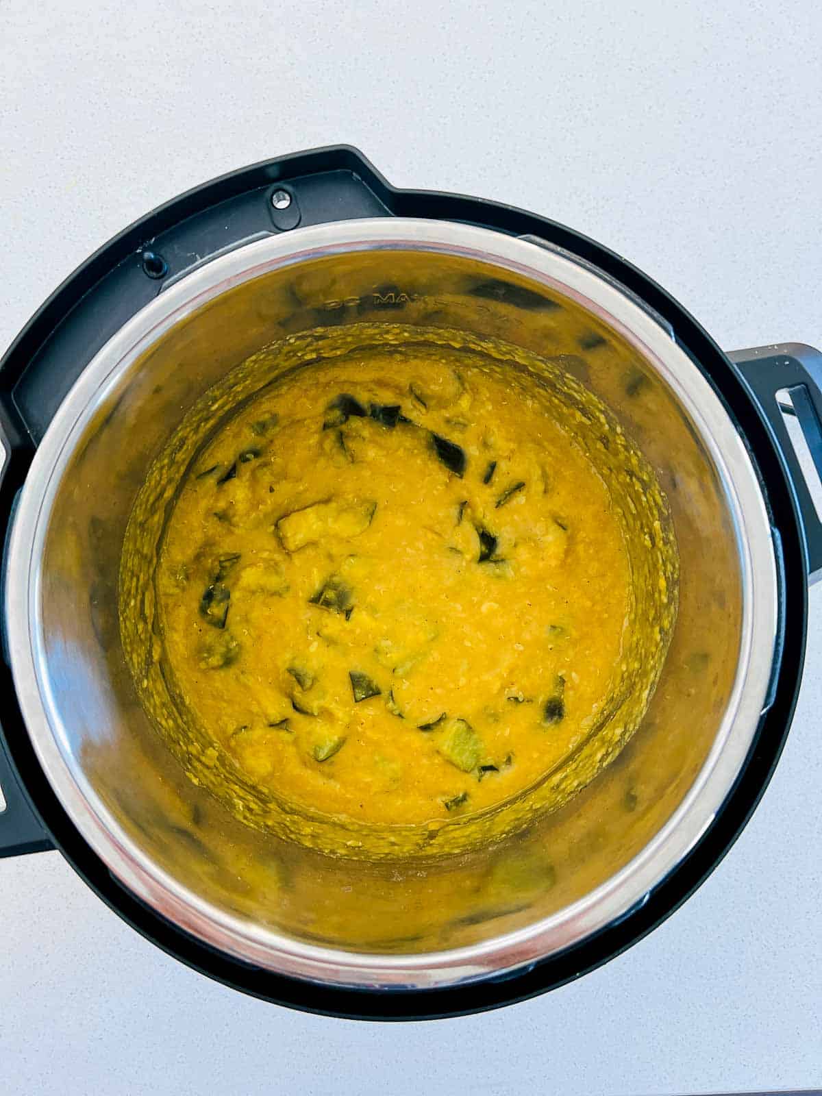 Cooked zucchini dal in the Instant Pot.