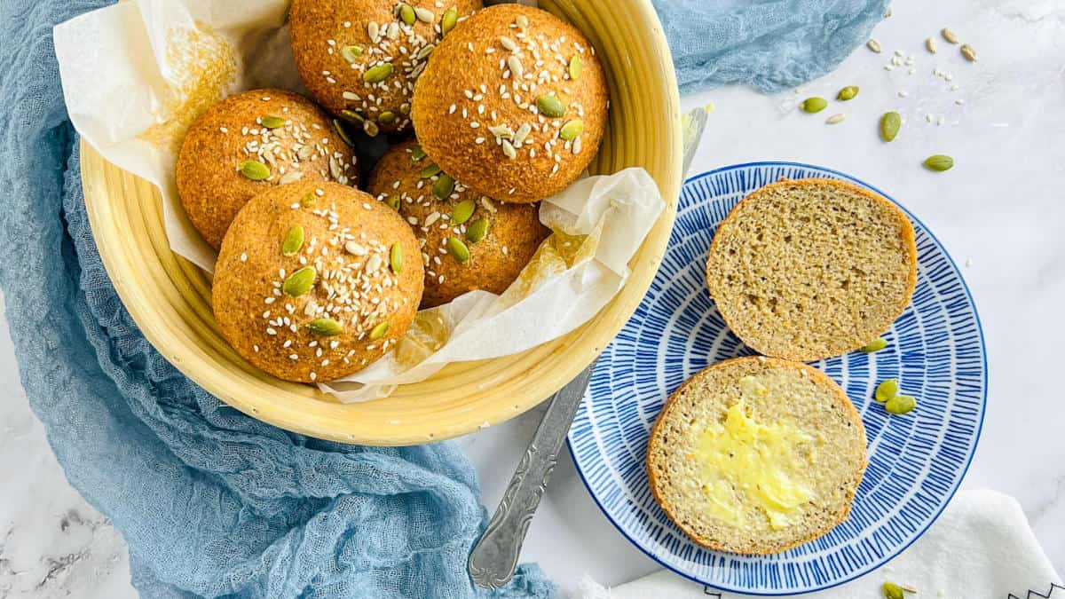 Lentil bread rolls social media image.