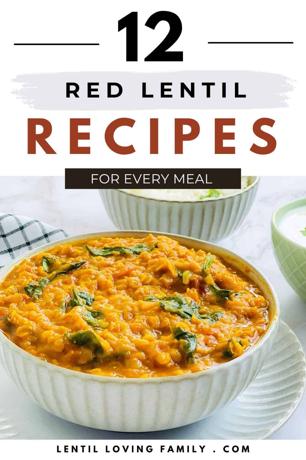 Collage of red lentil dishes.