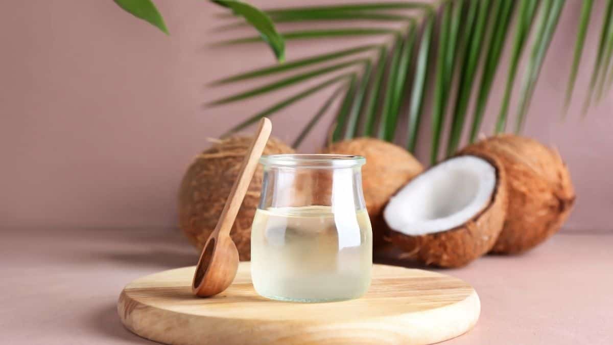 Coconut oil in a glass jar.