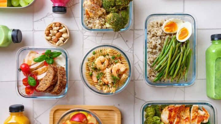 meal prep items on a table.