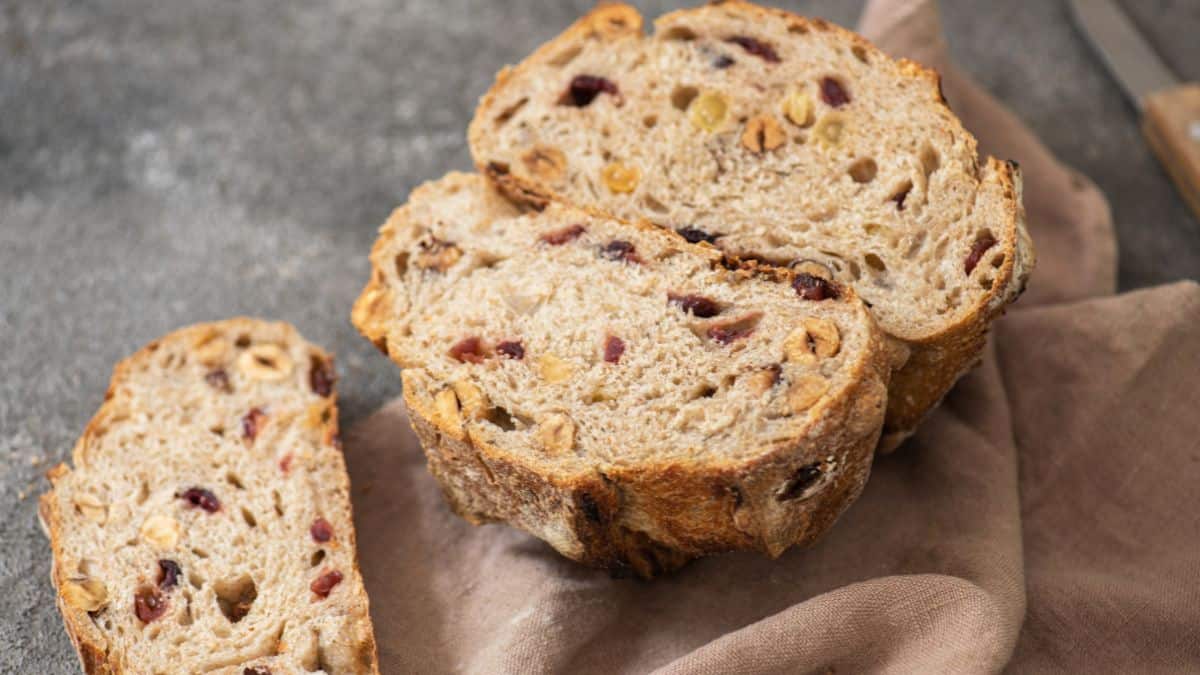 Sourdough bread with dried fruits.