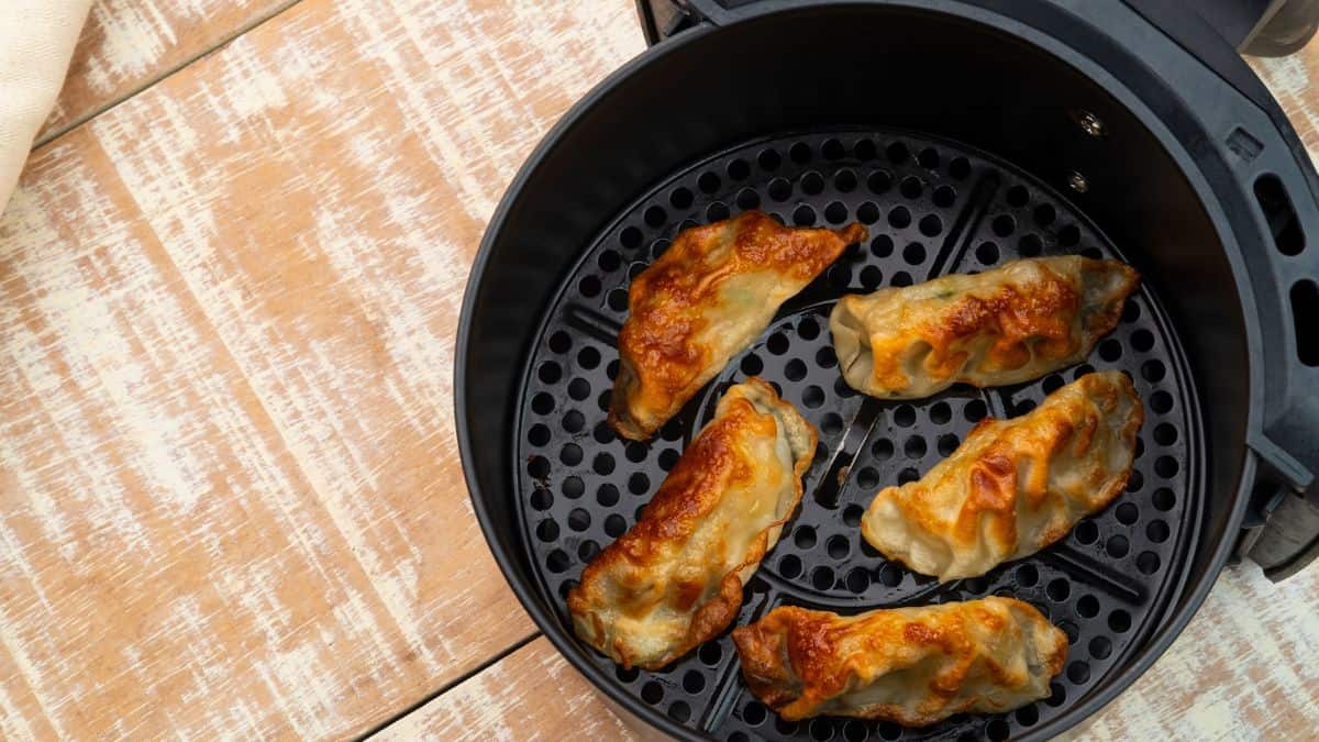 Reheating leftover food in air fryer.