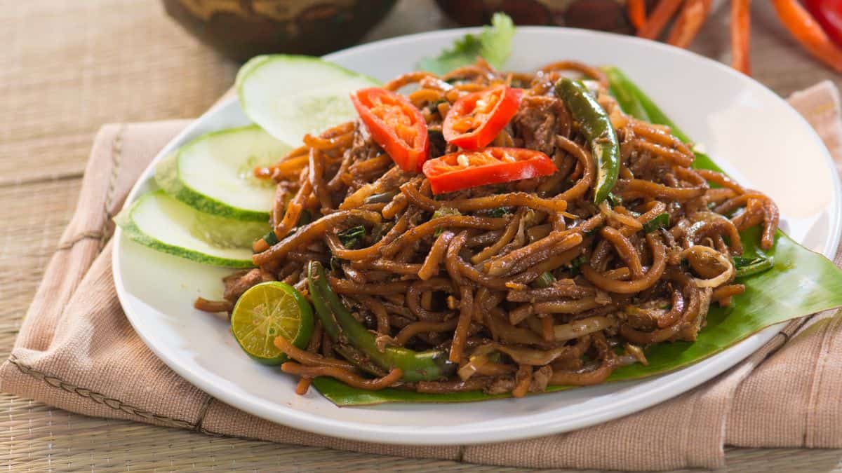 Mee goreng in a bowl.