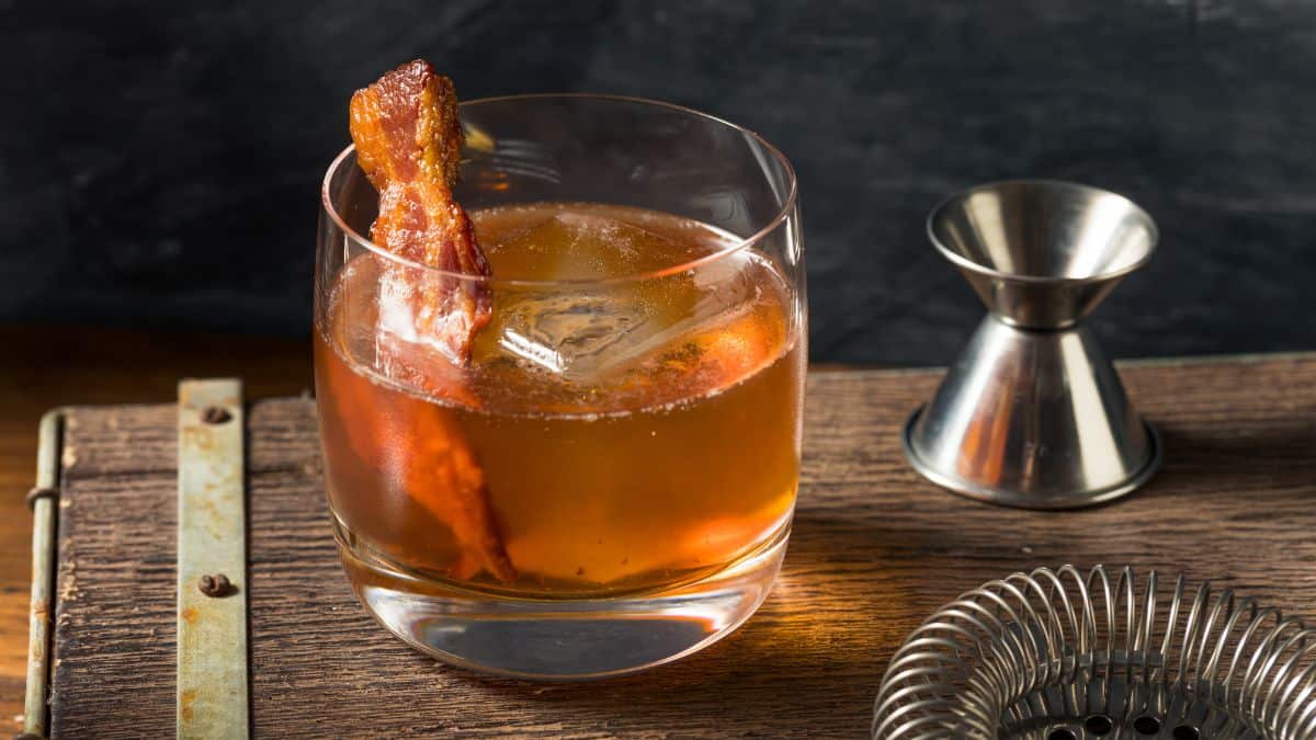 Cocktail with bacon.