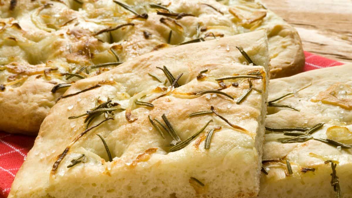 Slices of focaccia.