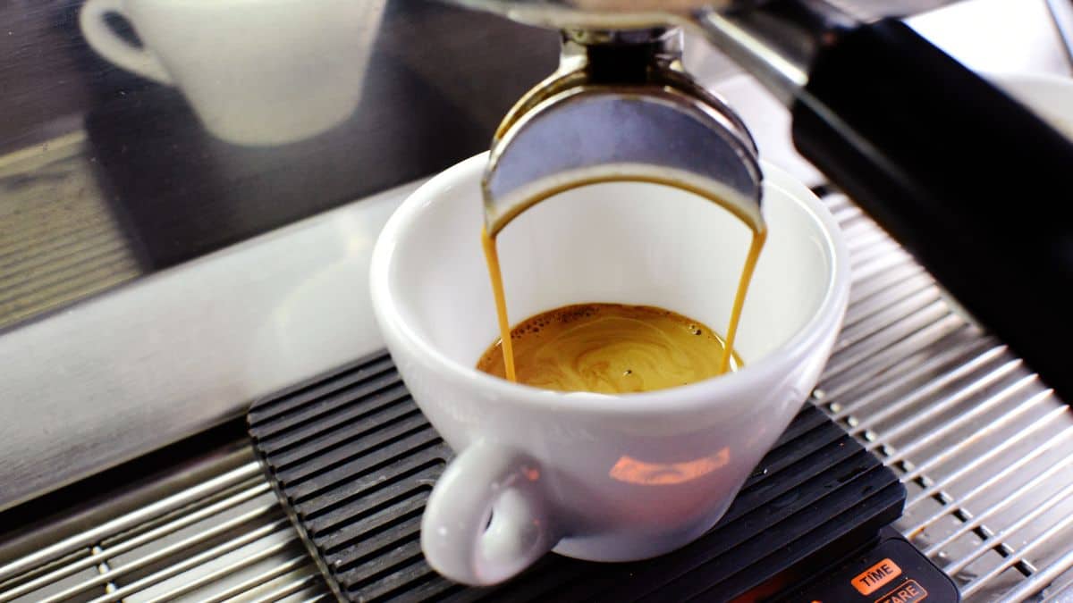 Barista making dippio coffee in the machine.