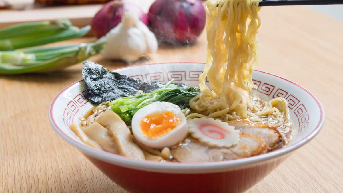 Ramen noodles in a bowl.