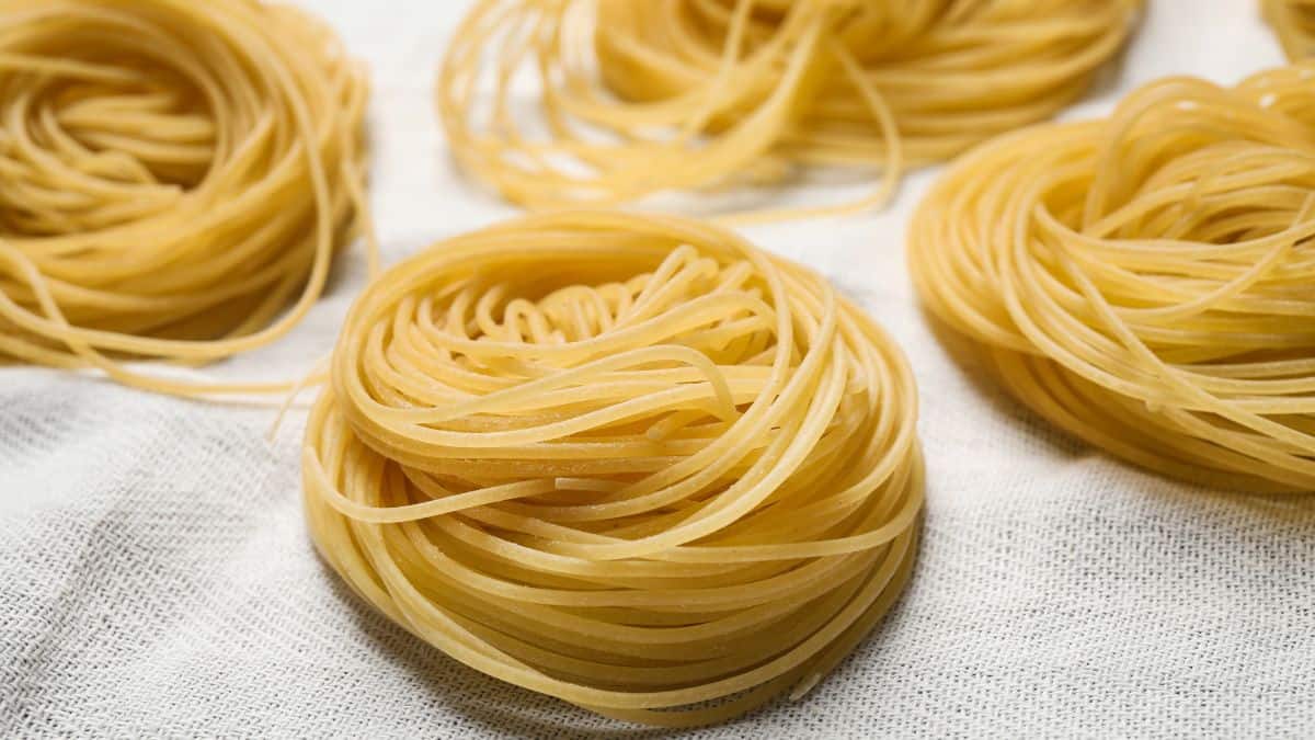 Rolled capellini pasta.