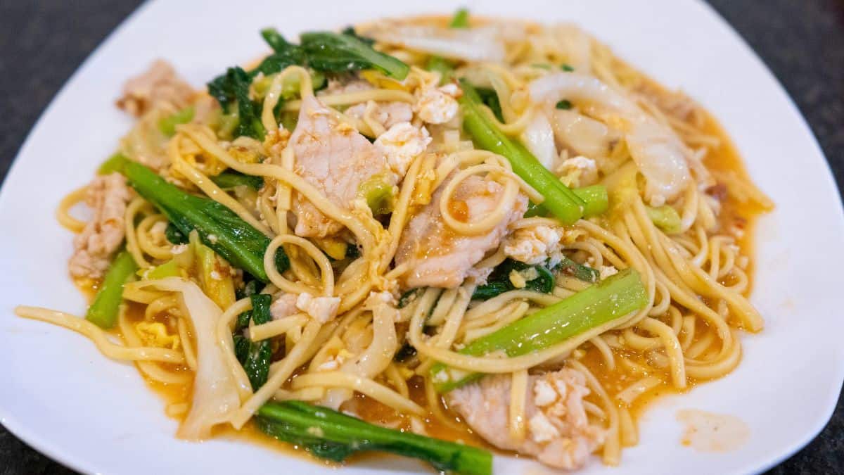 Khmer noodles on a wide plate.