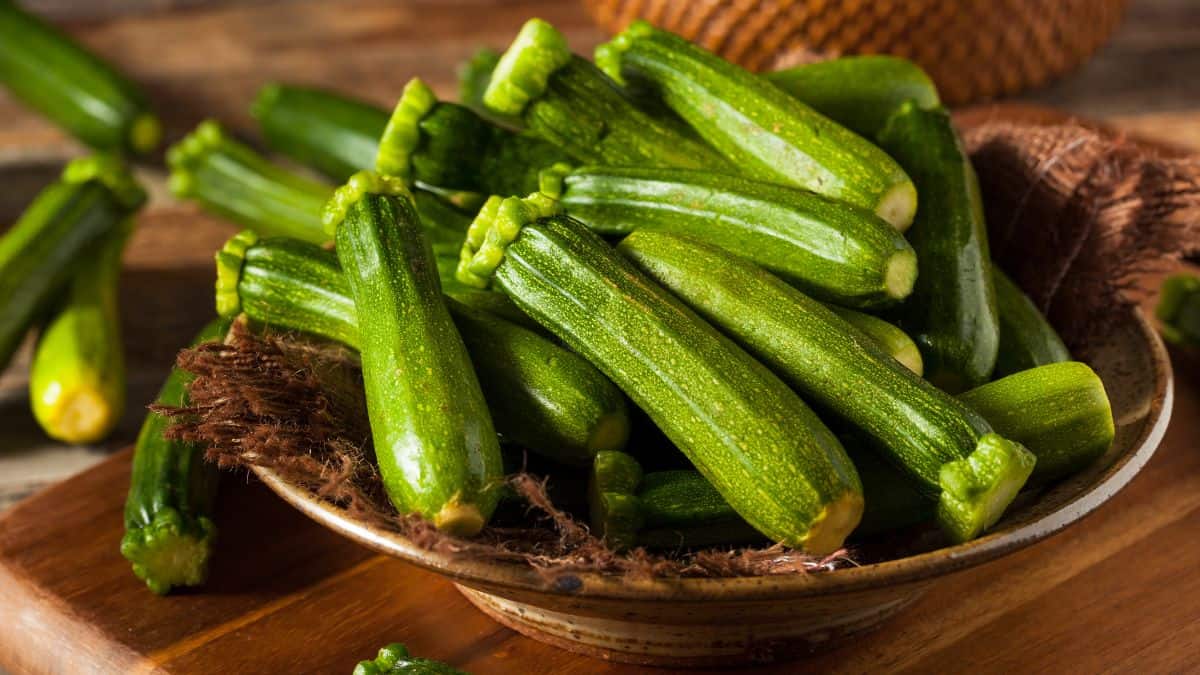 Zucchini in a basket.