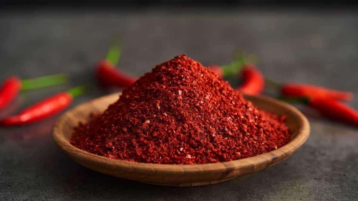 Chili powder close up.