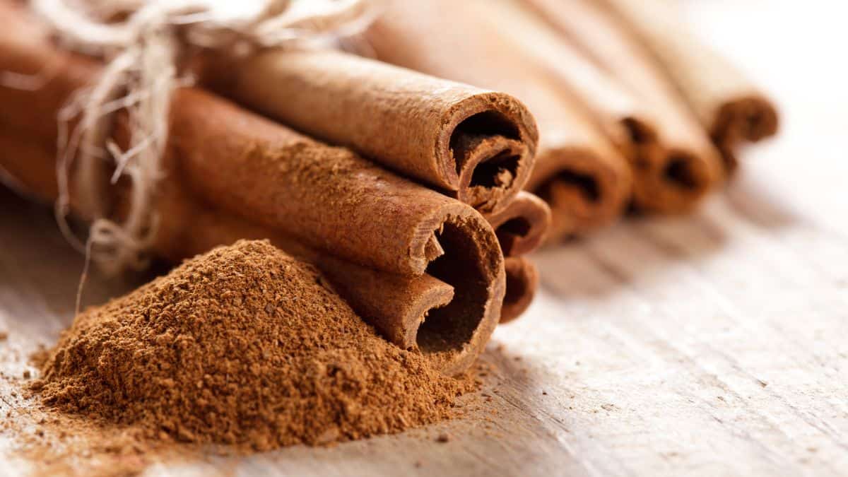 Cinnamon sticks and ground cinnamon.