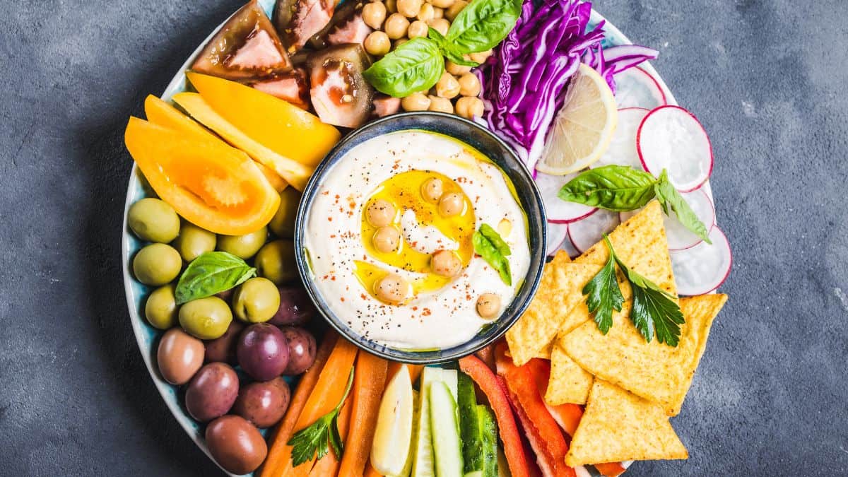 Crunchy elements on veggie platter.