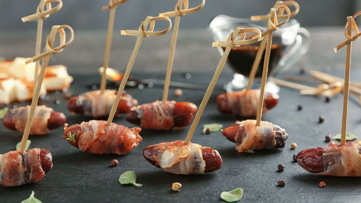 Bacon wrapped dates.