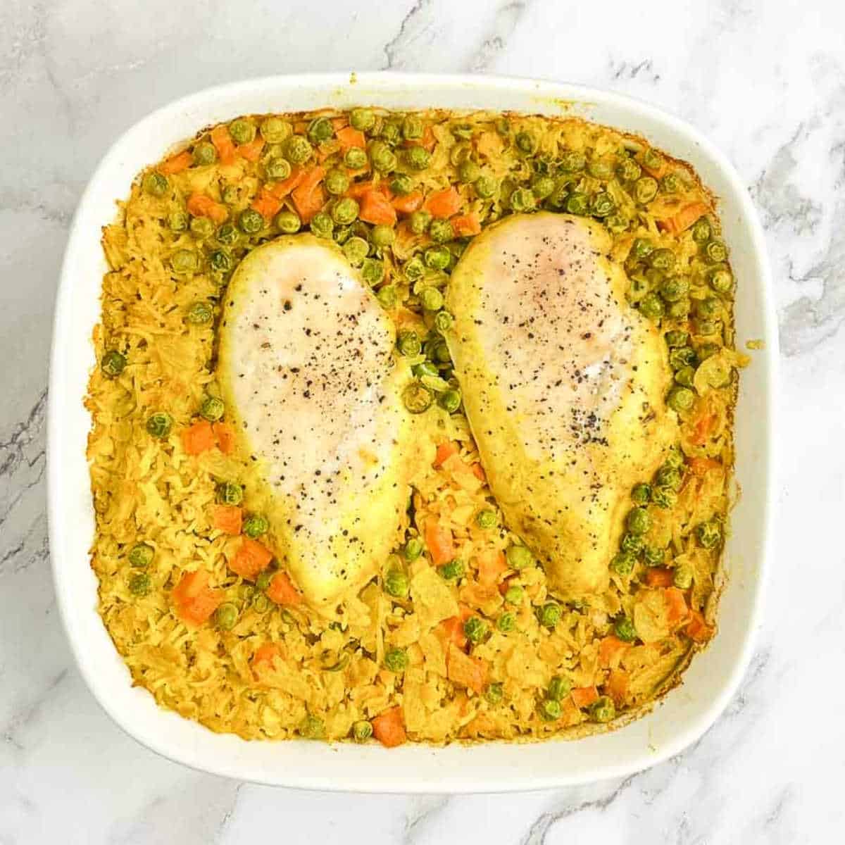 Baked chicken and rice casserole.