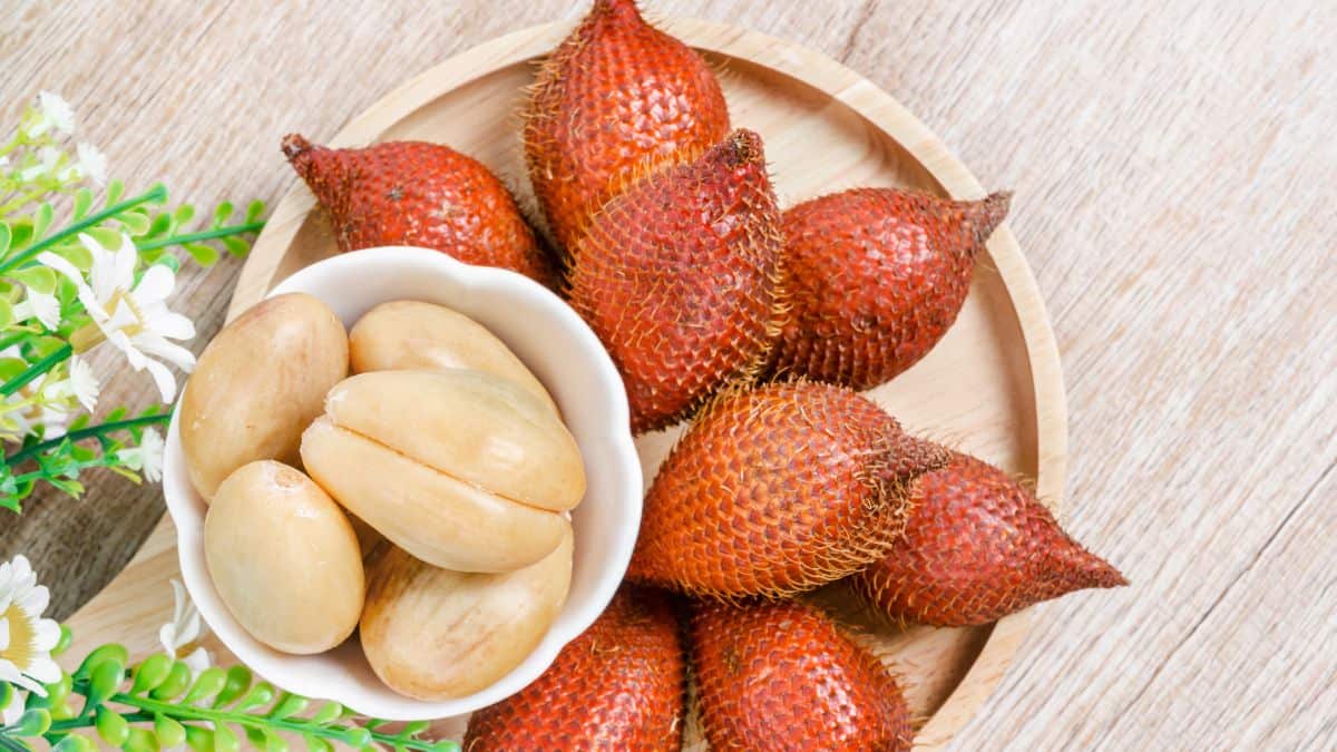 Entawak on a plate with peeled entawak in a bowl.