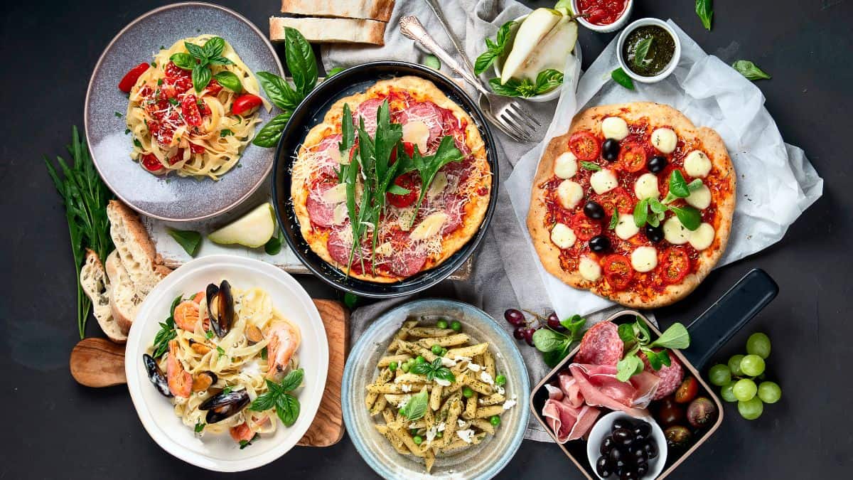 Various types of Italian foods.