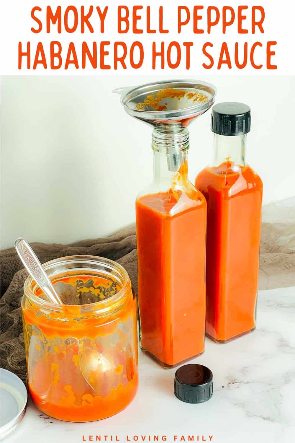 Bell pepper and habanero hot sauce Pinterest image.