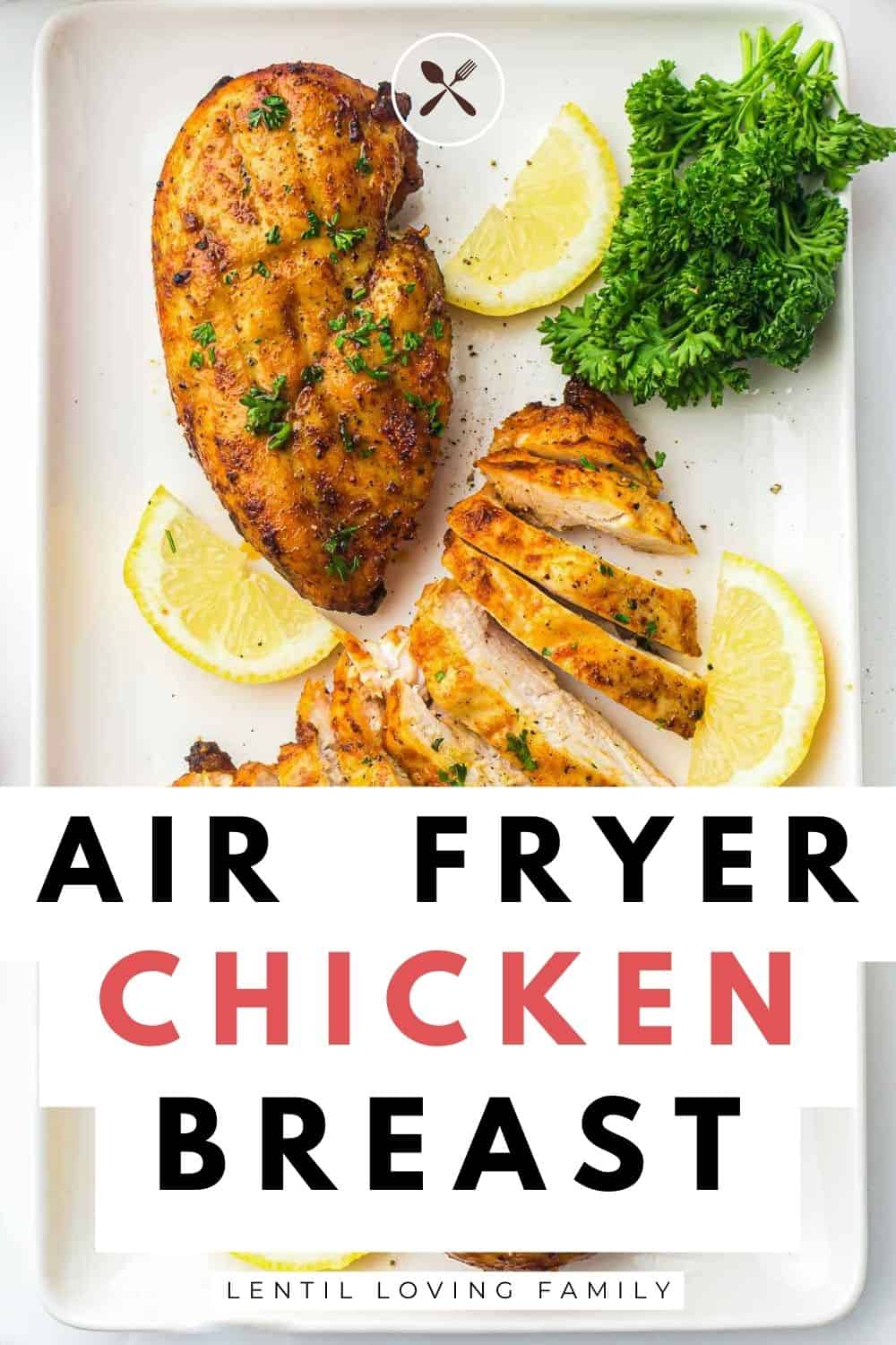 Air fryer chicken breast Pinterest image.