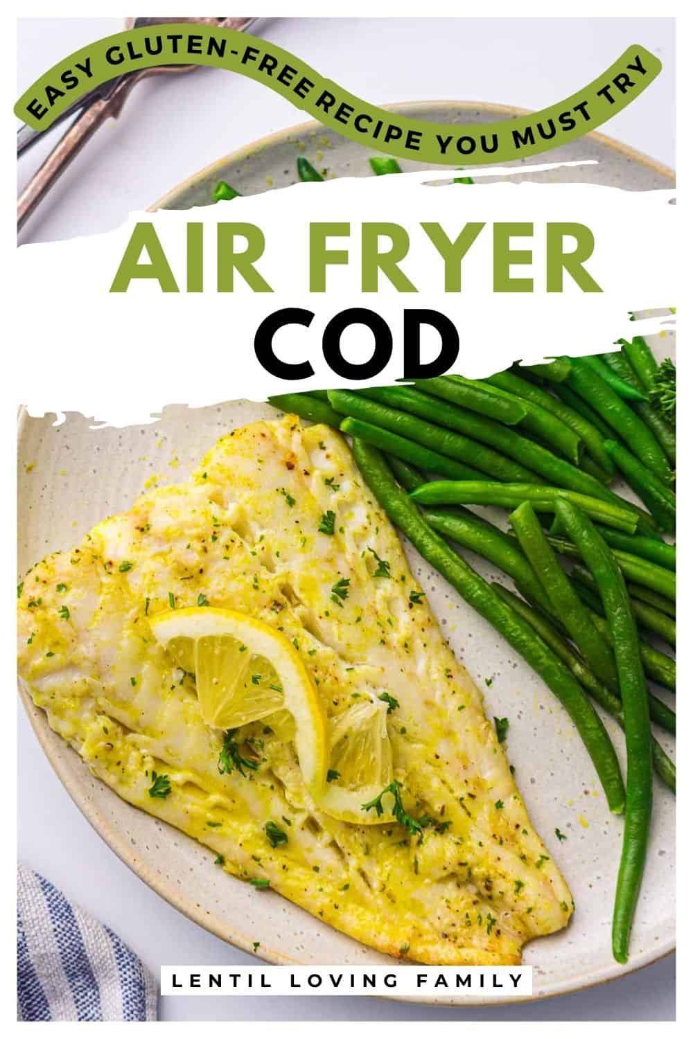 Air fryer cod Pinterest image.