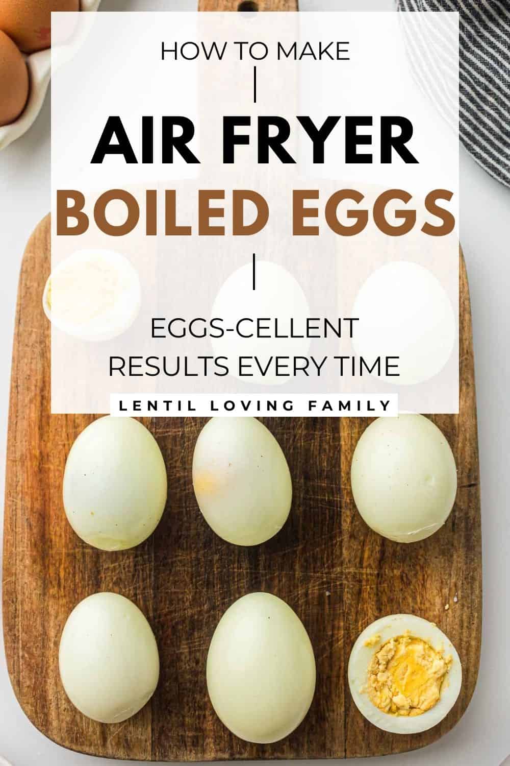 Air fryer boiled eggs Pinterest image.