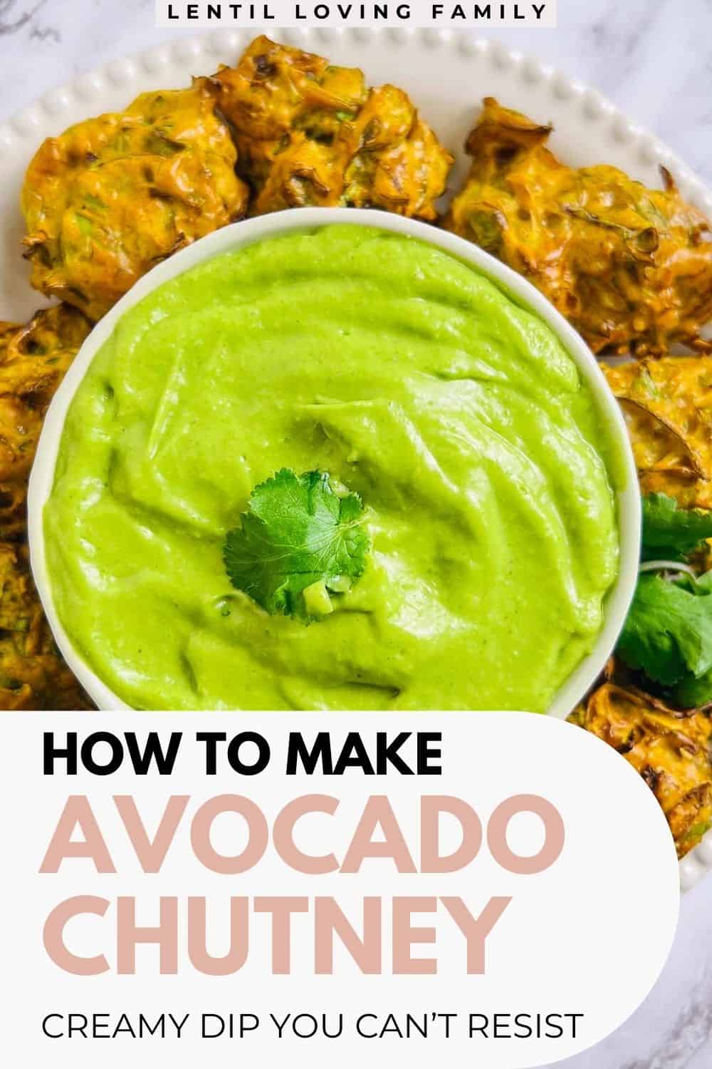 Avocado cilantro chutney Pinterest image.