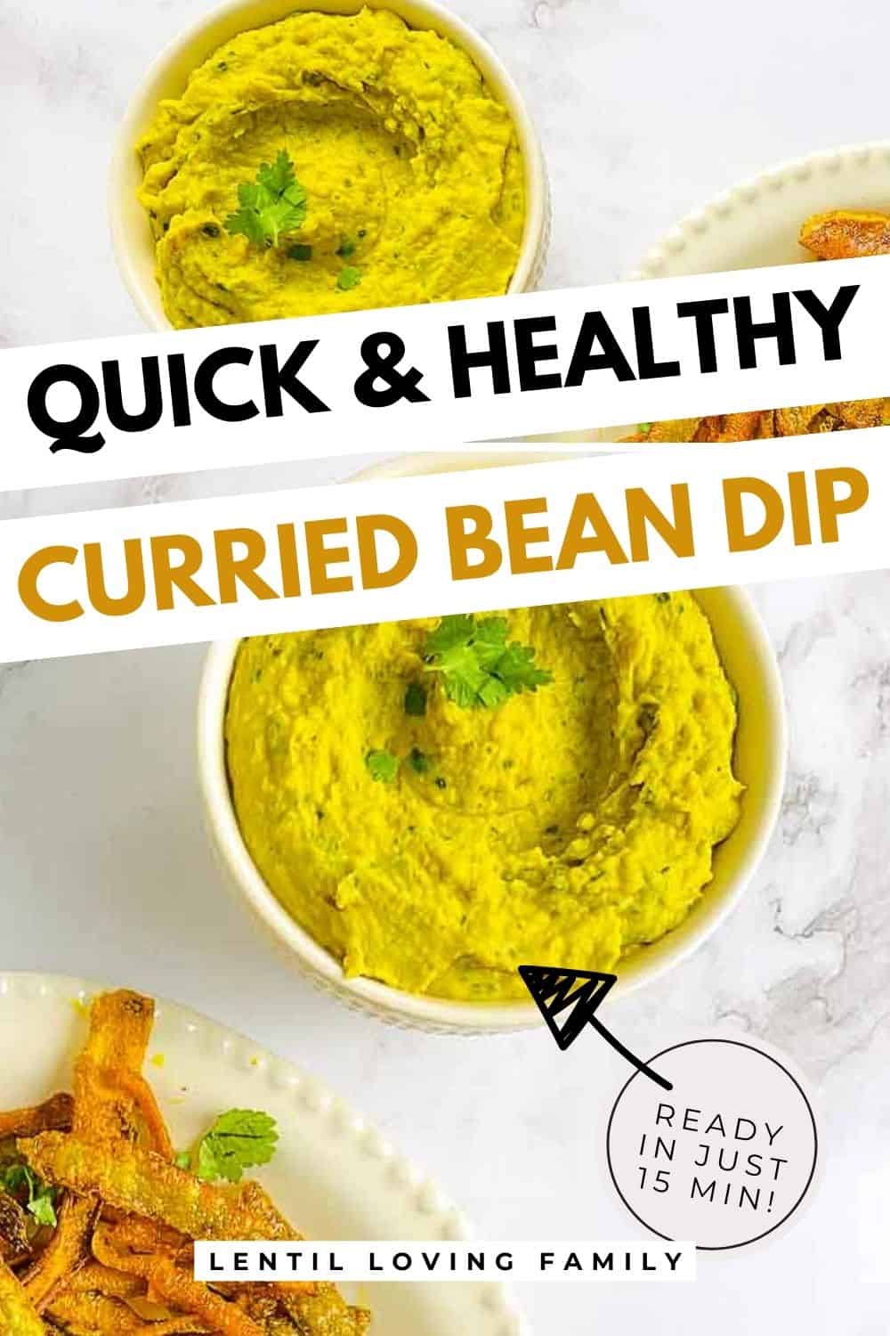 Curried bean dip Pinterest image.