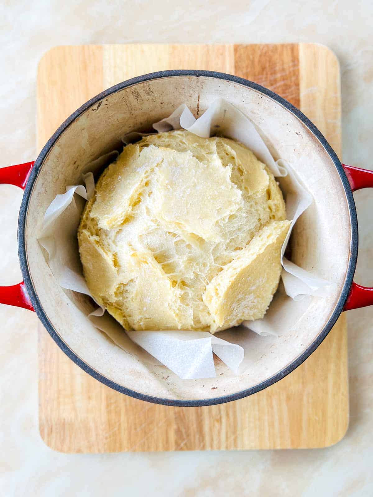 Bread after baking with lid.