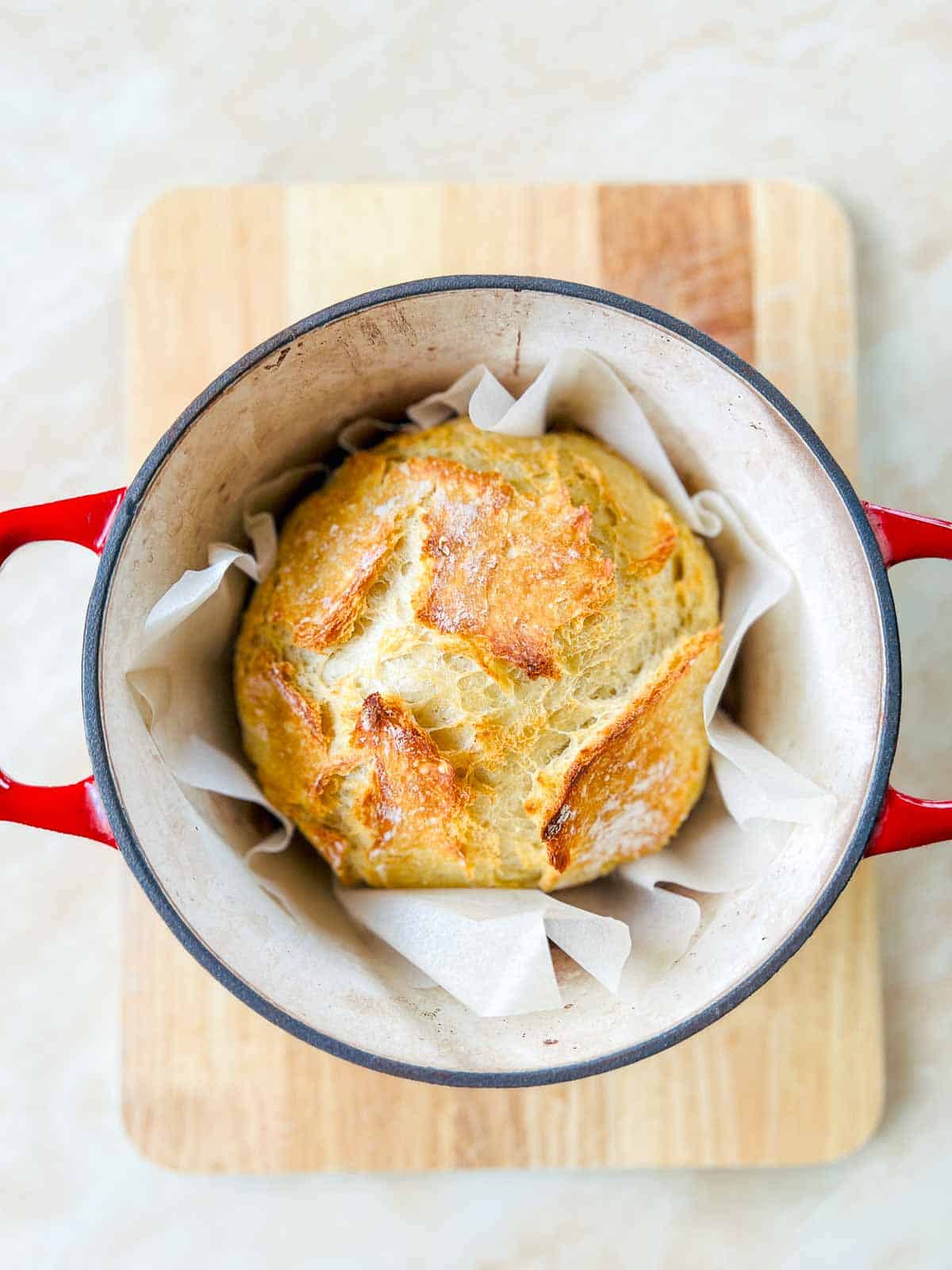 Bread baked without the lid.