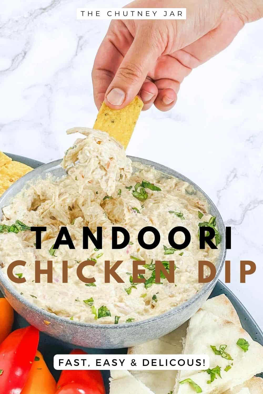 Tandoori chicken dip Pinterest image.