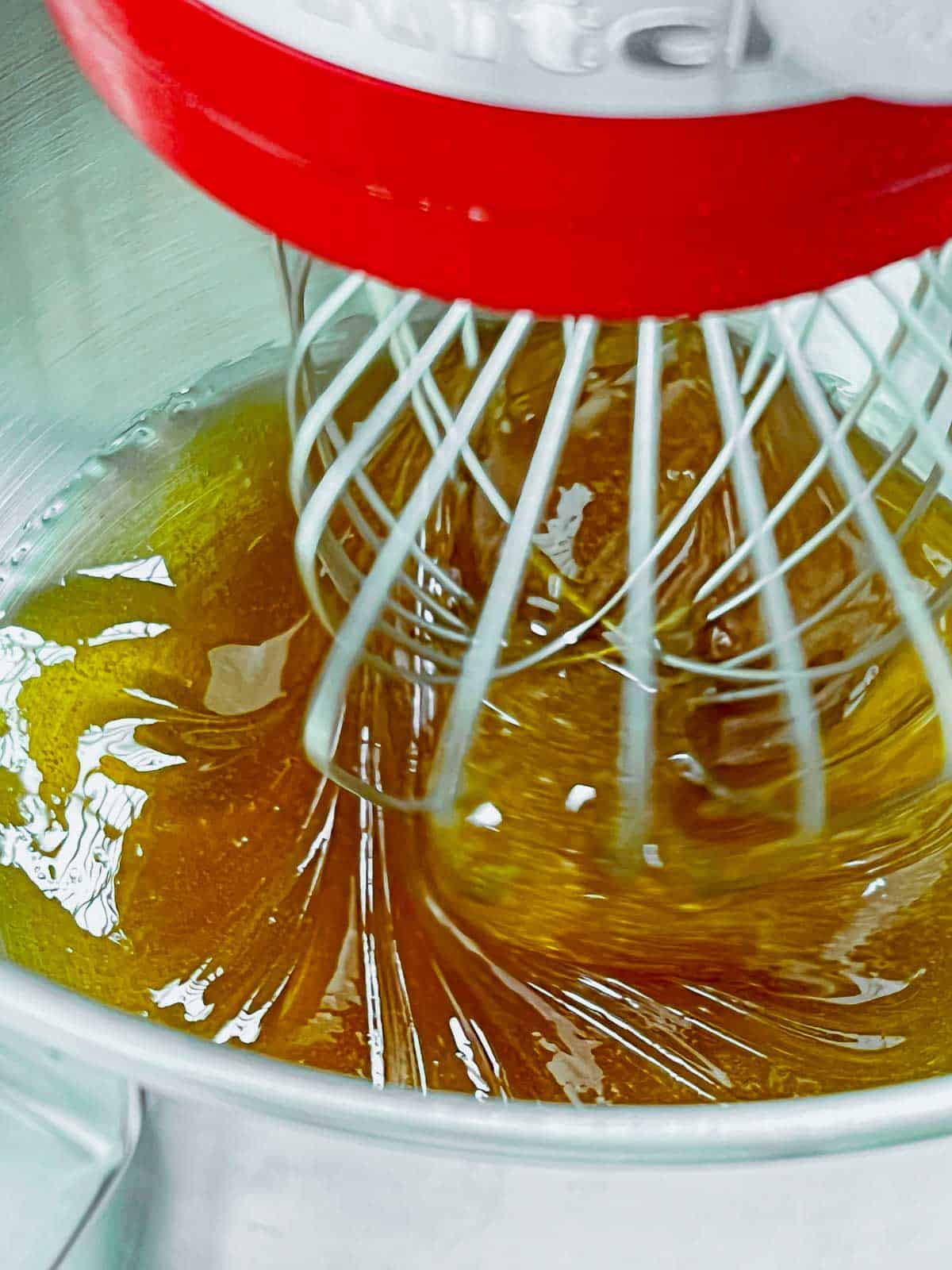 Honey placed in stand mixer bowl.