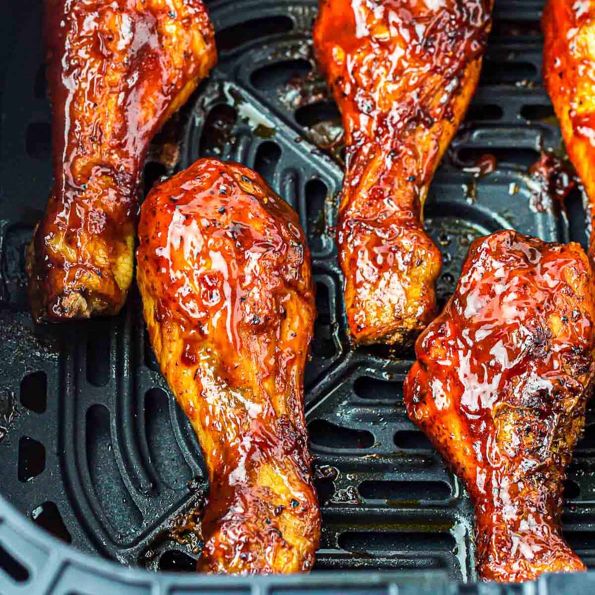 Close up of air fryer bbq chicken.