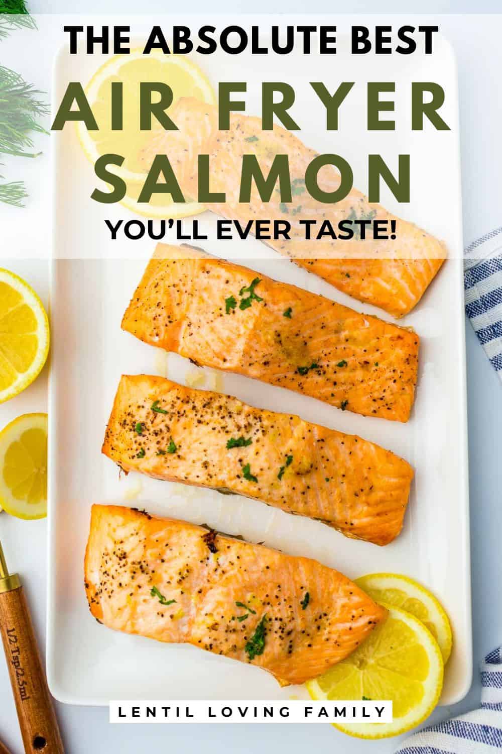 Air fryer salmon Pinterest image.