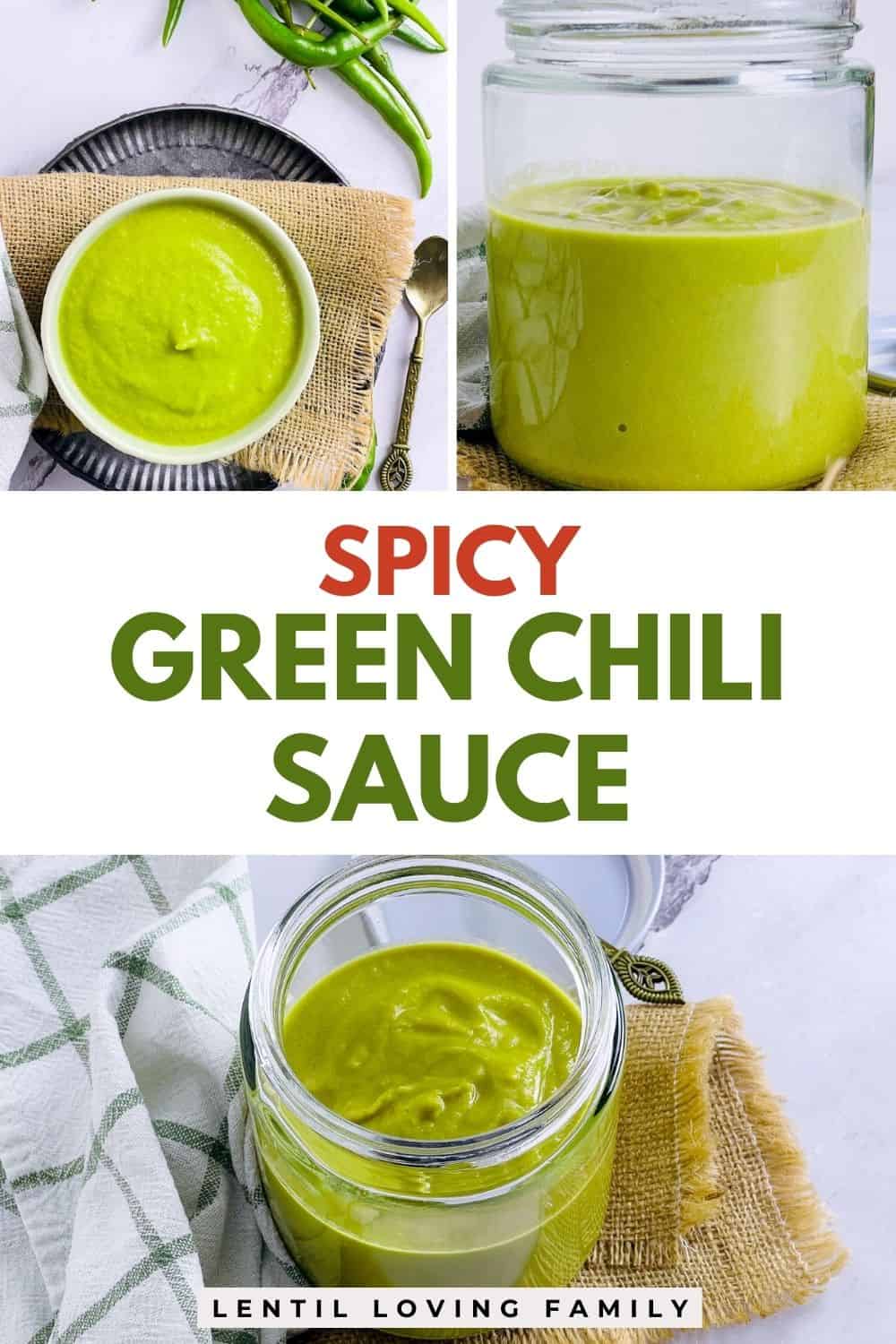 Green chili sauce Pinterest image.