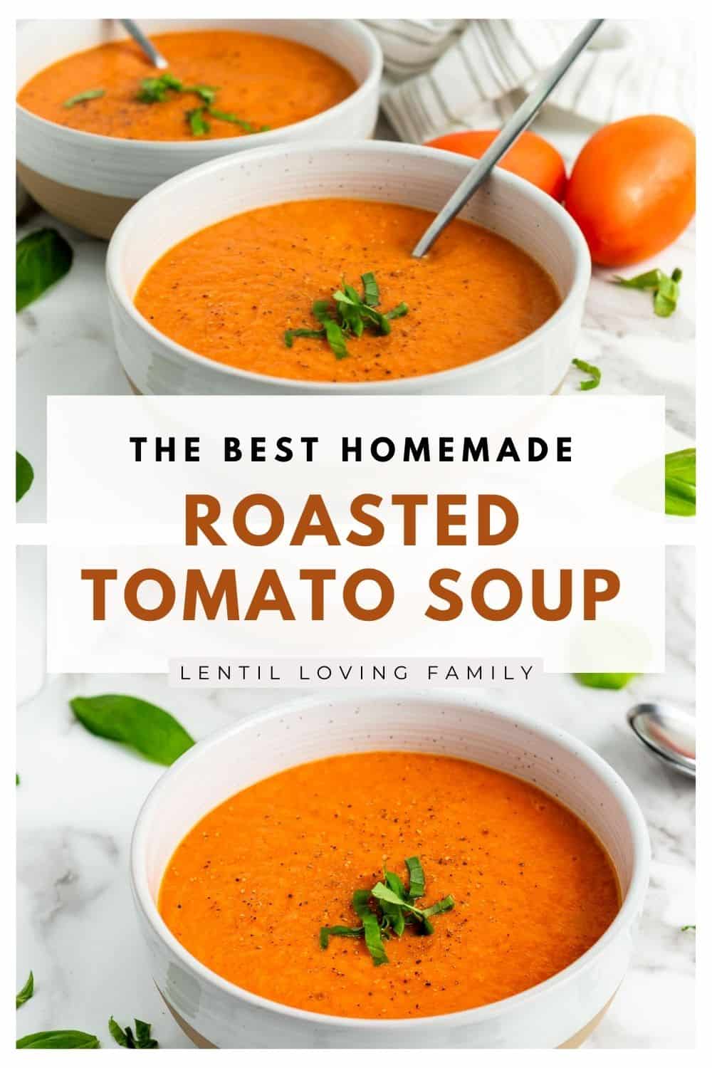 Roasted tomato soup Pinterest image.