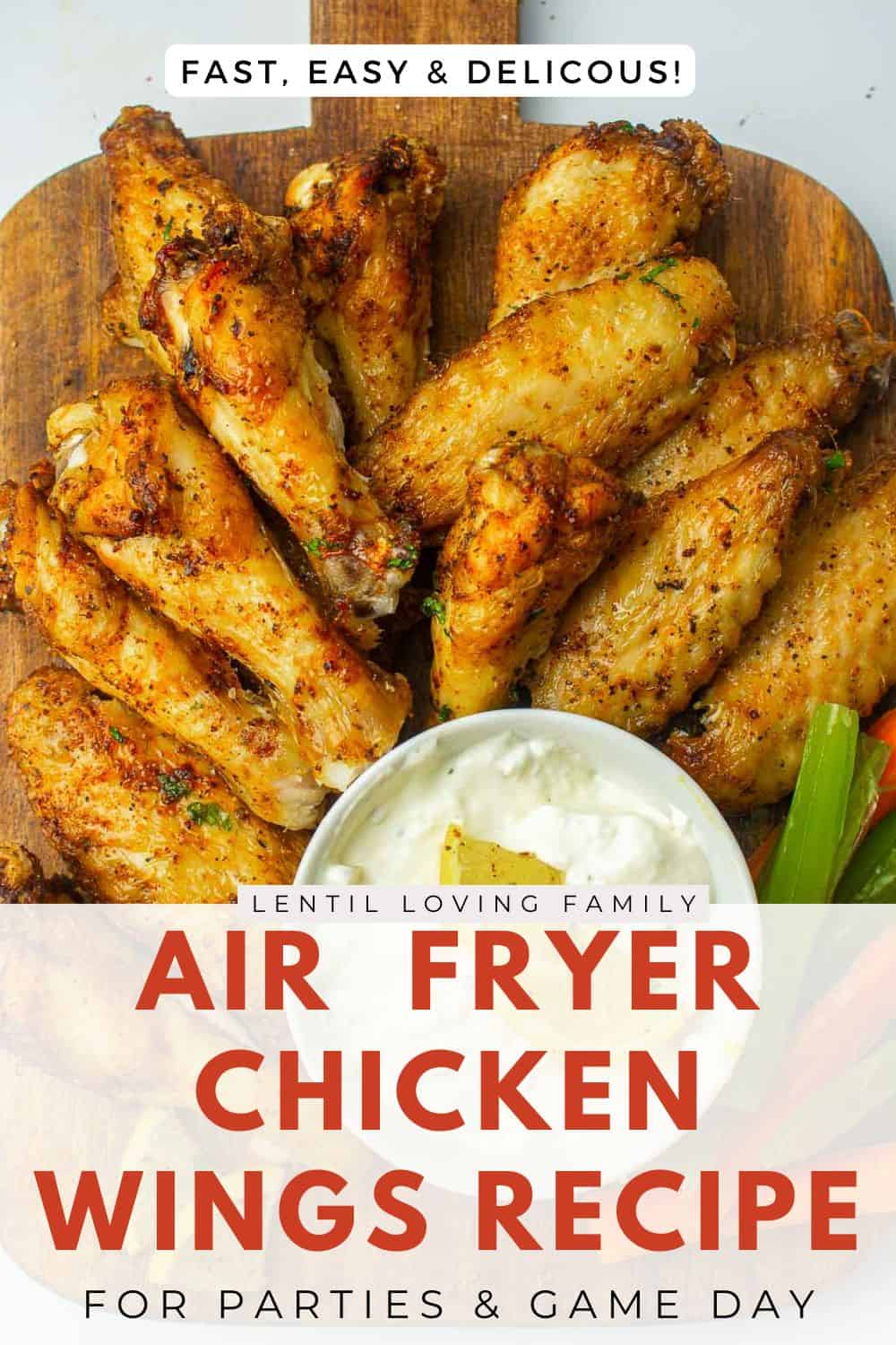 Air fryer chicken wings Pinterest image.