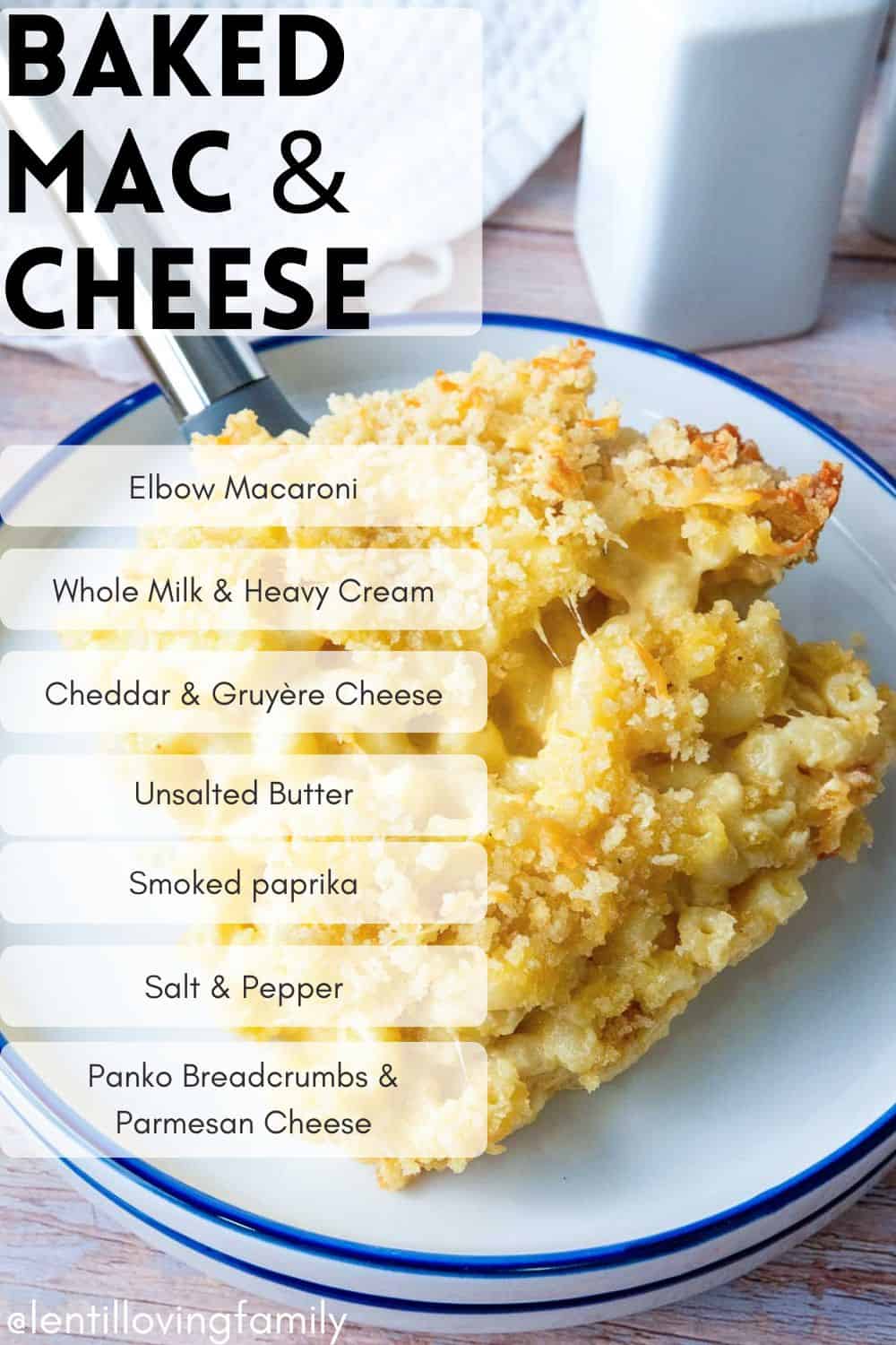 Baked mac and cheese Pinterest image.