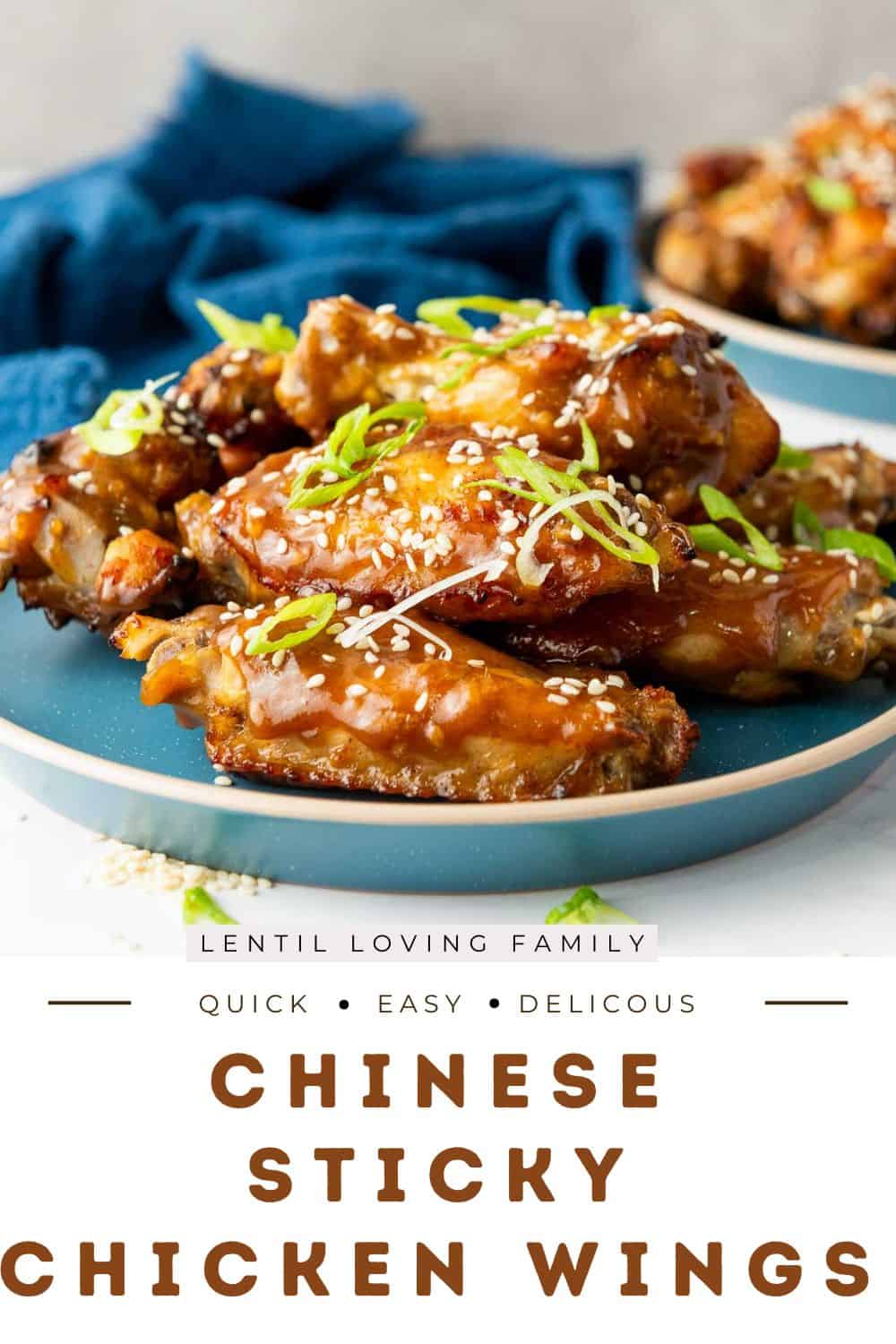 Chinese sticky chicken wings Pinterest image.