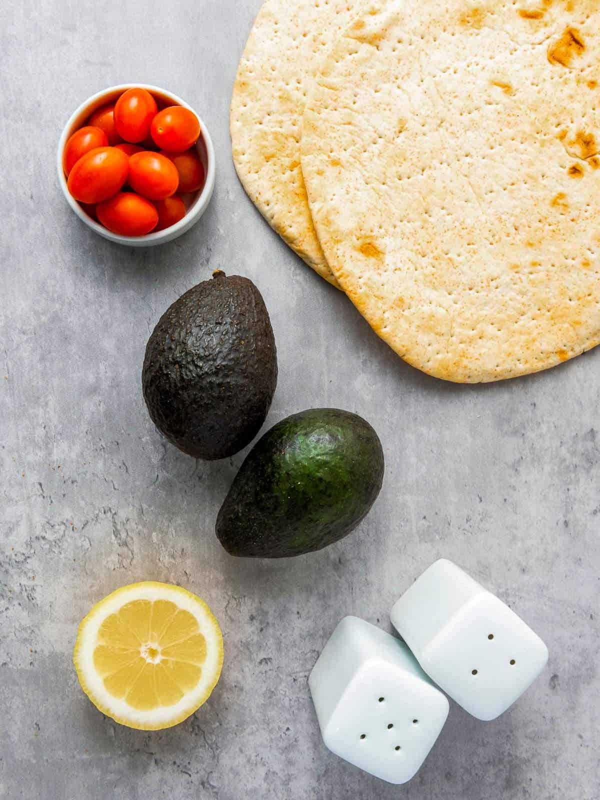 Ingredients placed on a grey board.