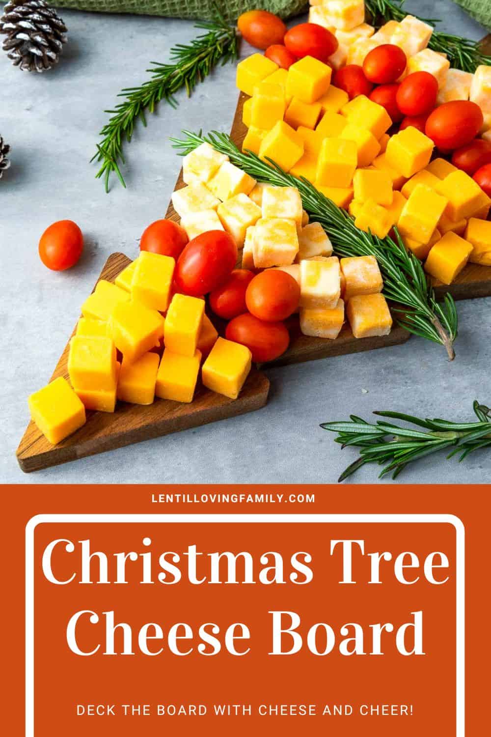 Christmas tree cheese board Pinterest image.